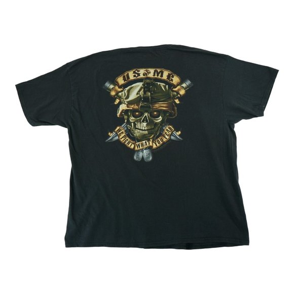 Black Ink Design Short Sleeve Crewneck T Shirt Sz XXL Black USMC‎ Marines - Picture 1 of 3